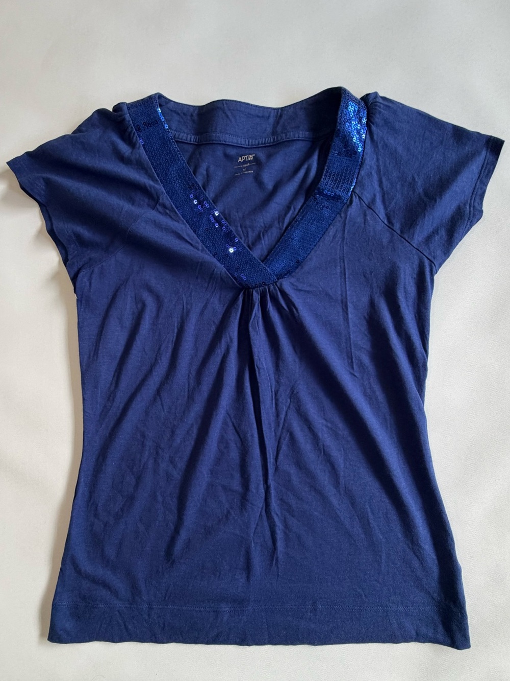 Apt 9 Royal Blue Sequin Trim-Neck Knit Top Size M
